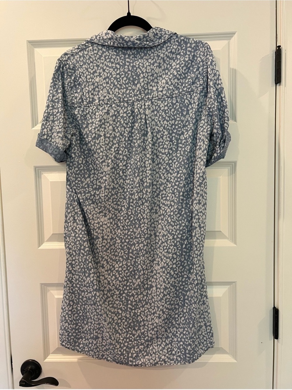 Velvet Heart Blue Tencel Animal Print Shirt Dress Roll Tab Small - Picture 4 of 11